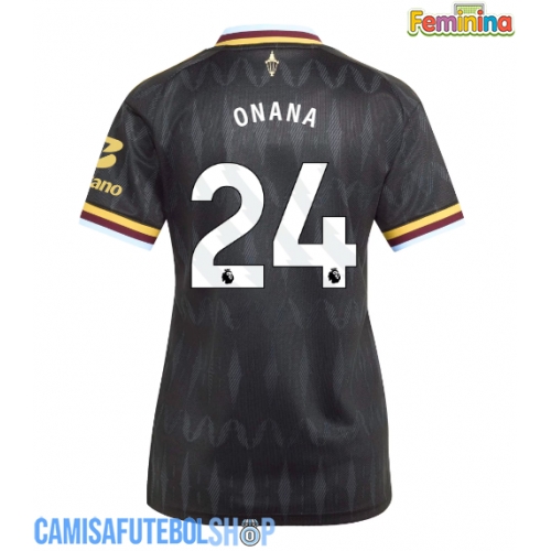 Camisa de time de futebol Aston Villa Amadou Onana #24 Replicas 2º Equipamento Feminina 2026-27 Manga Curta